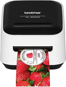 Brother VC-500W Versatile Compact Color Label and Photo Printer with Wireless Networking, White, 3.8\