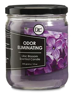 Odor Eliminating Highly Fragranced Candle - Eliminates 95% of Pet, Smoke, Food, and Other Smells Quickly - Up to 80 Hour Burn time - 12 Ounce Premium Soy Blend (Lilac Blossom)