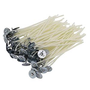 DGQ 3.5 Inch Natural Candle Wicks with Tabs 100pcs 100% Natural Cotton Core - Low Smoke - Pre-Waxed for Candle Making